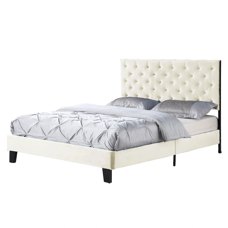 Mid-Century Tufted Platform Bed
