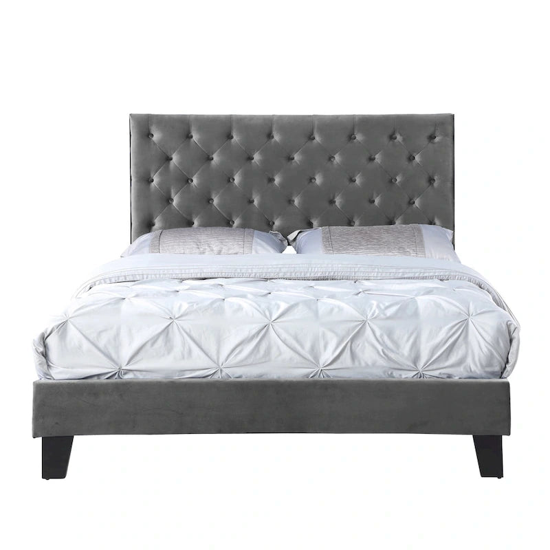 Mid-Century Tufted Platform Bed