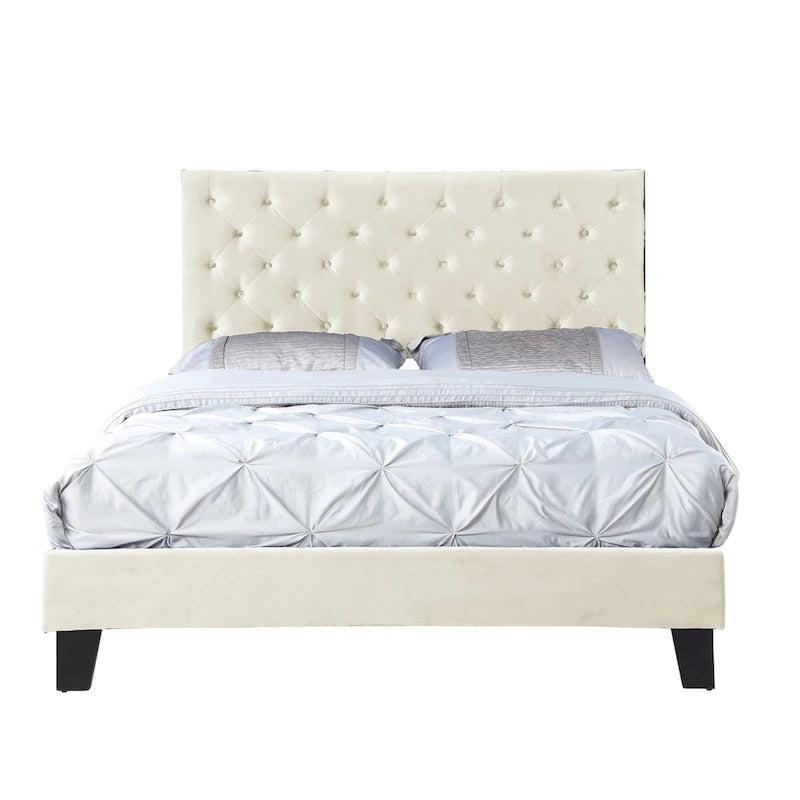 Mid-Century Tufted Platform Bed