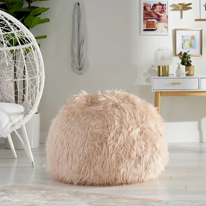 Mosier Modern Glam Faux Fur Bean Bag by Christopher Knight Home