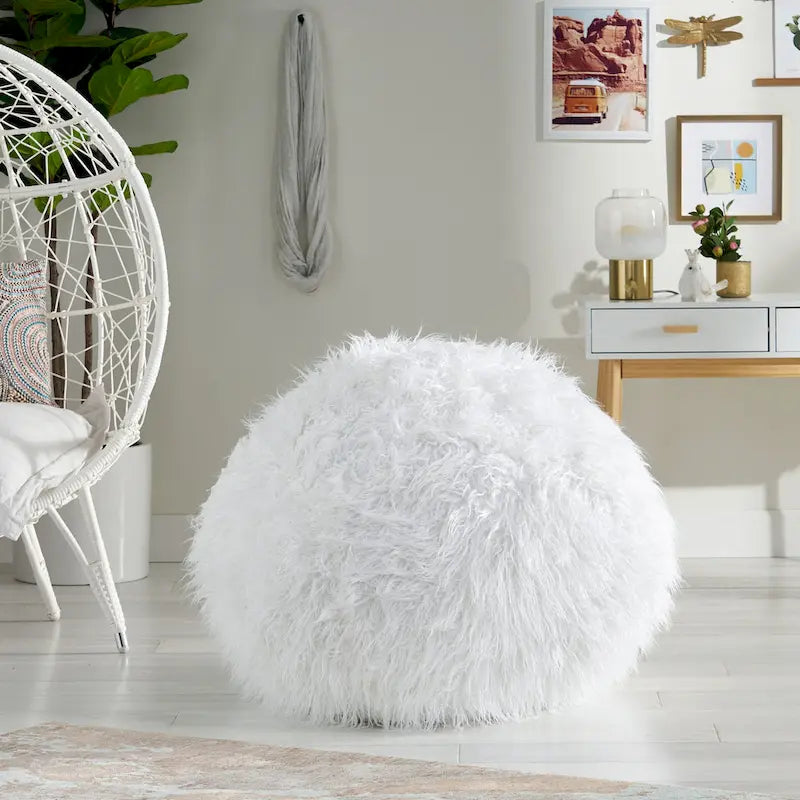Mosier Modern Glam Faux Fur Bean Bag by Christopher Knight Home