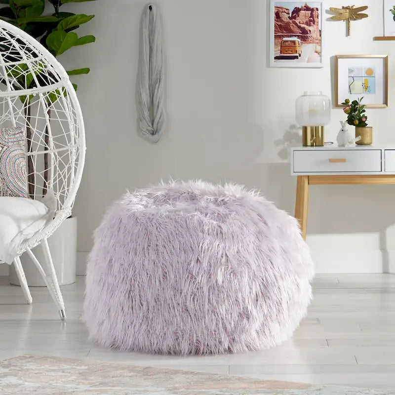 Mosier Modern Glam Faux Fur Bean Bag by Christopher Knight Home