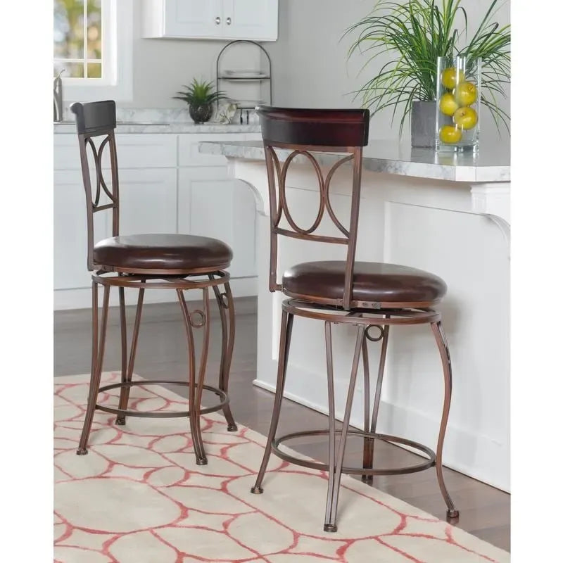 Linon Black Spiral Back Faux Leather Counter Stool