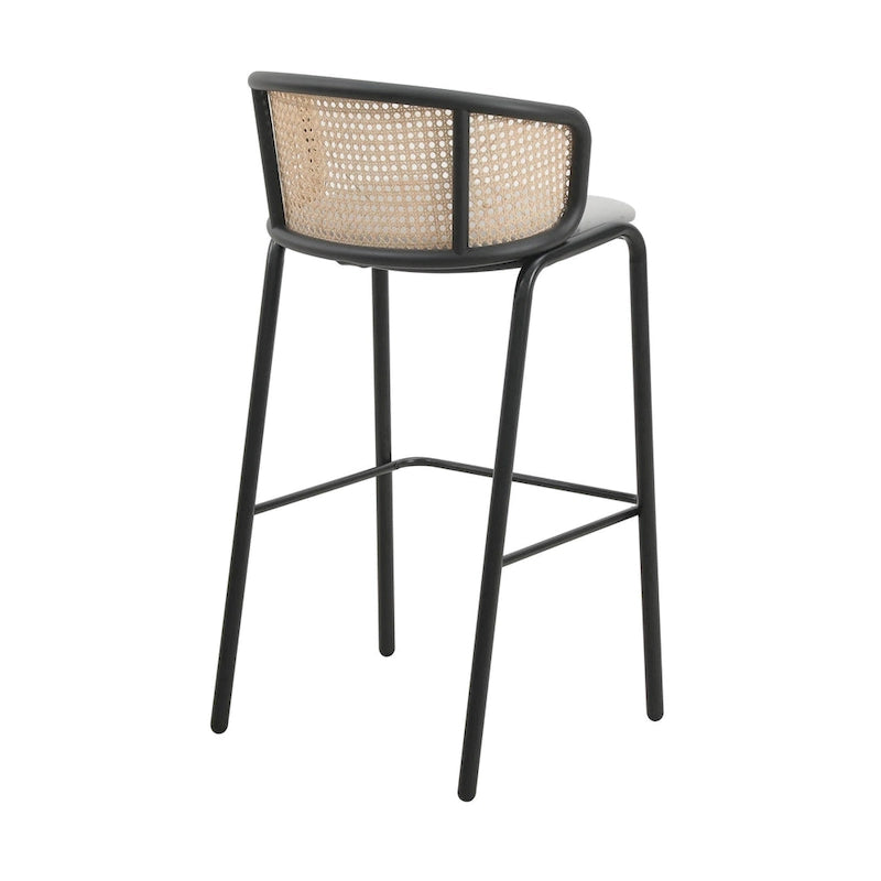 LeisureMod Ervilla Bar Stool with Black Powder Coated Steel Frame Set of 2 - 37