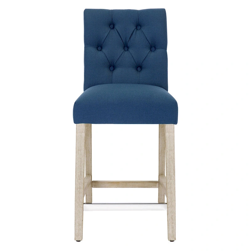 Carter 24 Classic Button Tufted Counter Stool, Antique Gray Legs