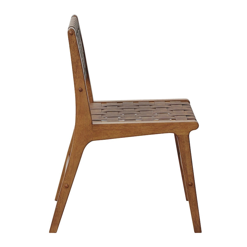 INK+IVY Oslo Faux Leather Woven Dining Chairs Set of 2