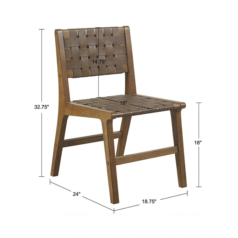 INK+IVY Oslo Faux Leather Woven Dining Chairs Set of 2