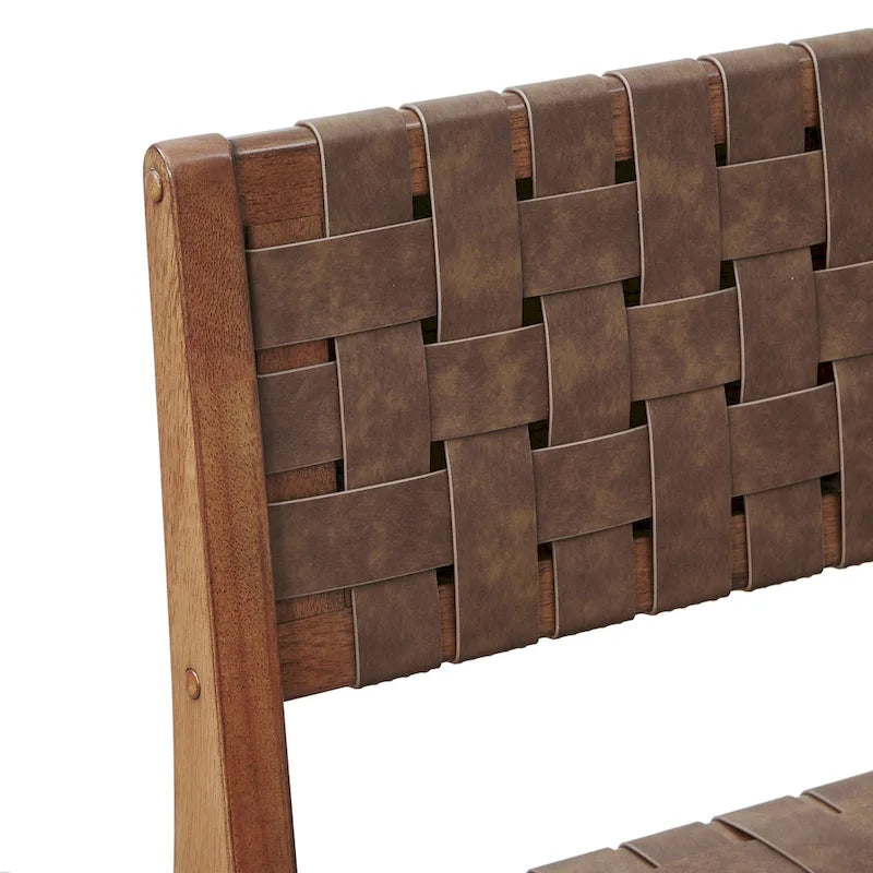 INK+IVY Oslo Faux Leather Woven Dining Chairs Set of 2