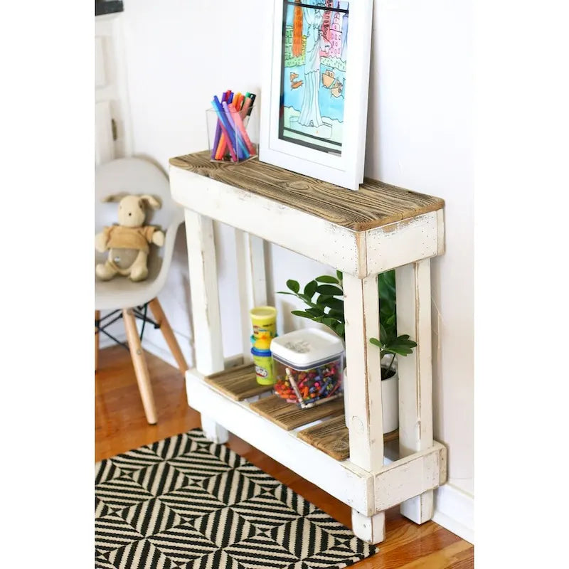 26x8x26 Mini Accent Console End Table (White)