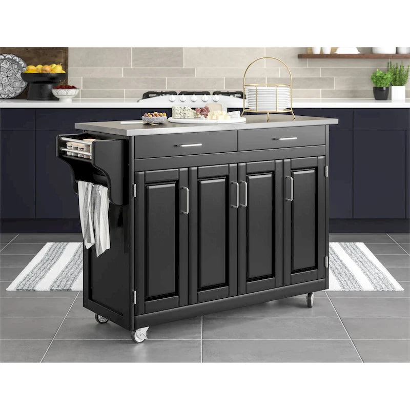 Create-a-Cart Black Kitchen Cart
