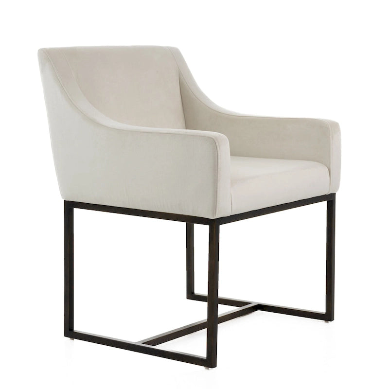 Modrest Elijah Modern Beige & Copper Antique Brass Dining Chair