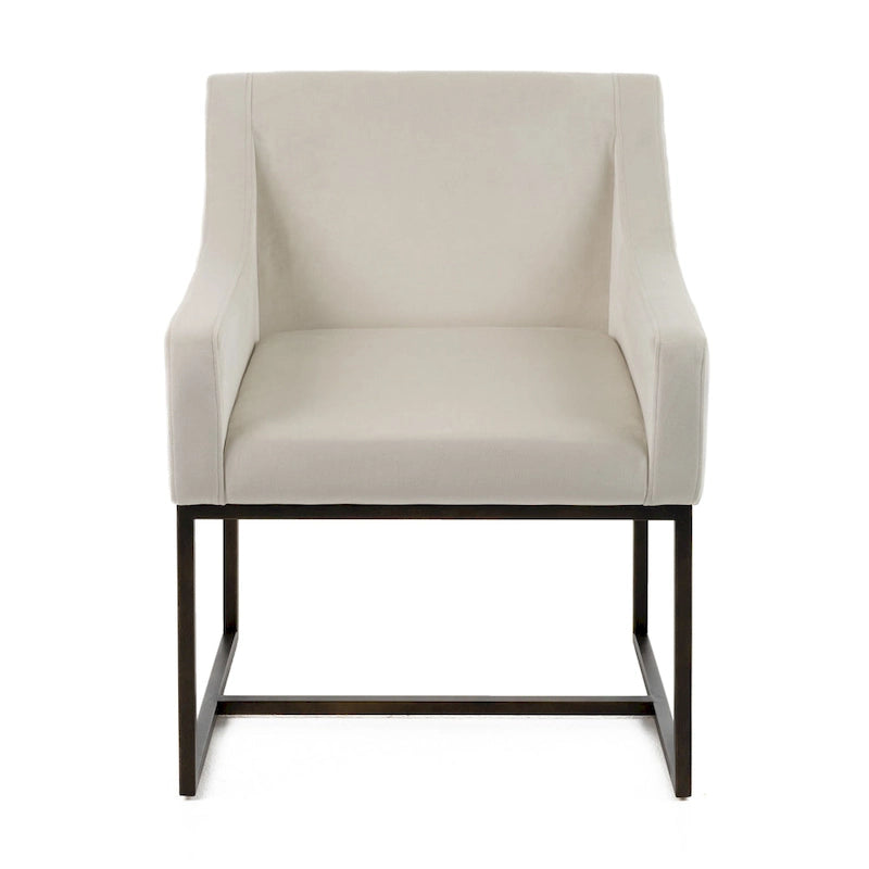 Modrest Elijah Modern Beige & Copper Antique Brass Dining Chair