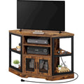 Moasis 47-inch Mesh Door Wood Corner TV Stand and Media Console