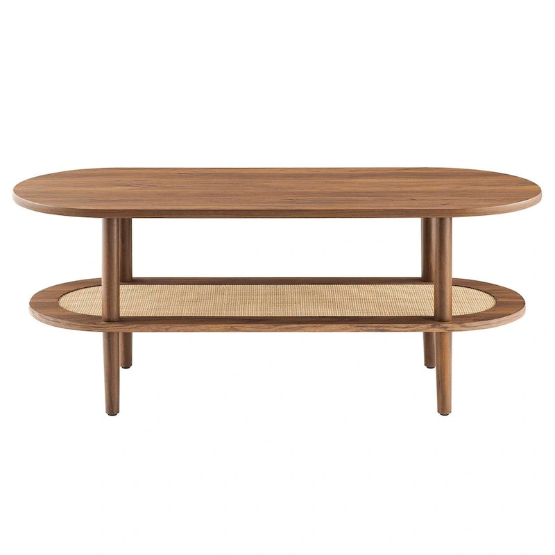 Colusa Modern Walnut Wooden Coffee Table with Shelf