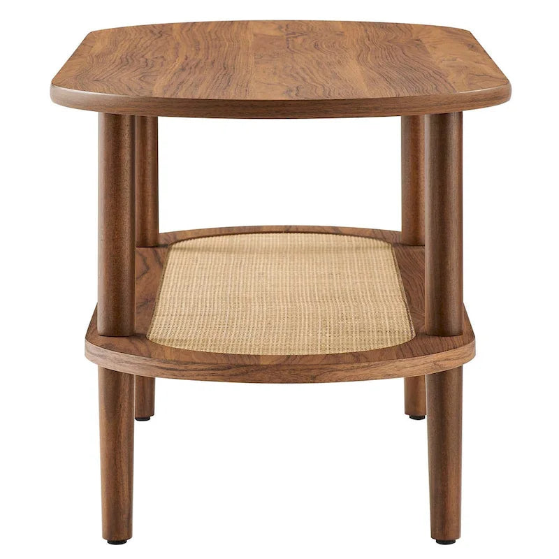 Colusa Modern Walnut Wooden Coffee Table with Shelf