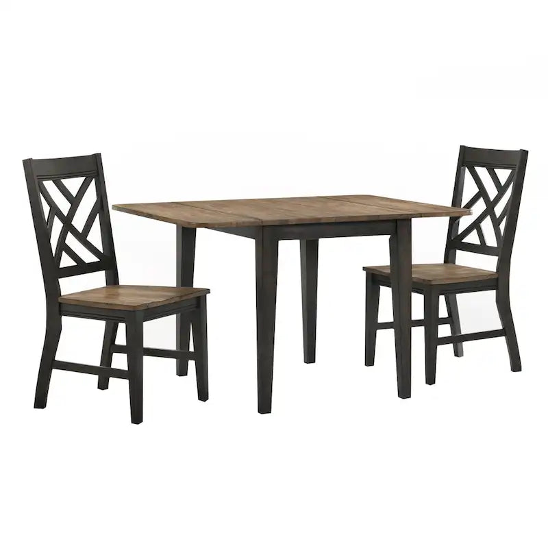 Harper Dining Chair with Lattice Back and 4 Legs, Brushed Brown & Pecan, Set of 2