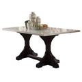 Rectangular Marble Dining Table in White and Weathered Espresso