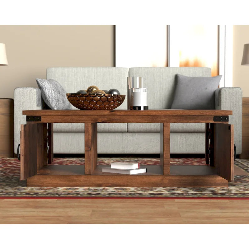 Bridgevine Home Farmhouse 48 inch Coffee Table, No Assembly Required, Aged Whiskey Finish