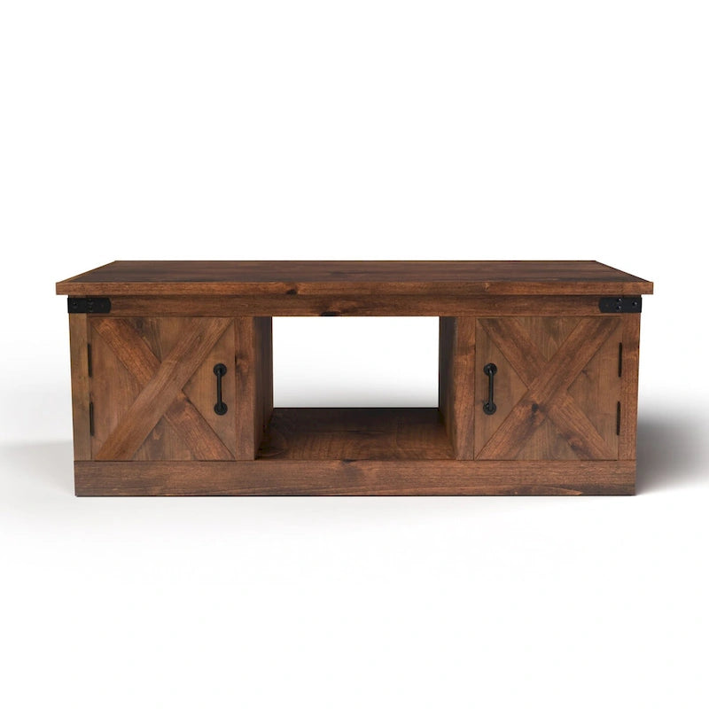 Bridgevine Home Farmhouse 48 inch Coffee Table, No Assembly Required, Aged Whiskey Finish