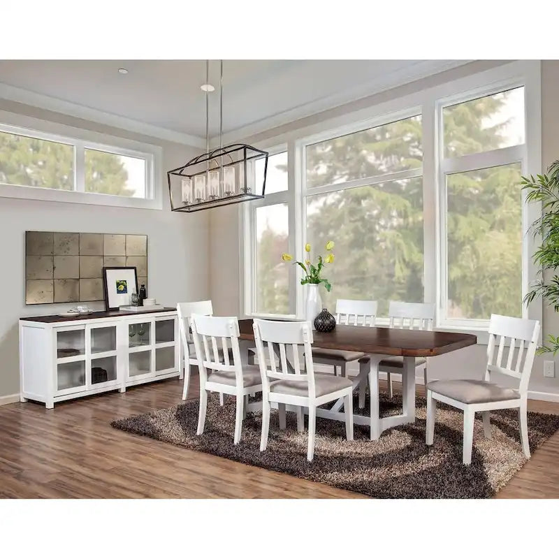 Alpine Furniture Donham Two Tone Wood Dining Table, Brown & White