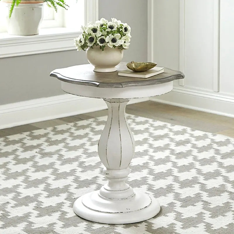 Magnolia Manor Antique White Round Accent Table