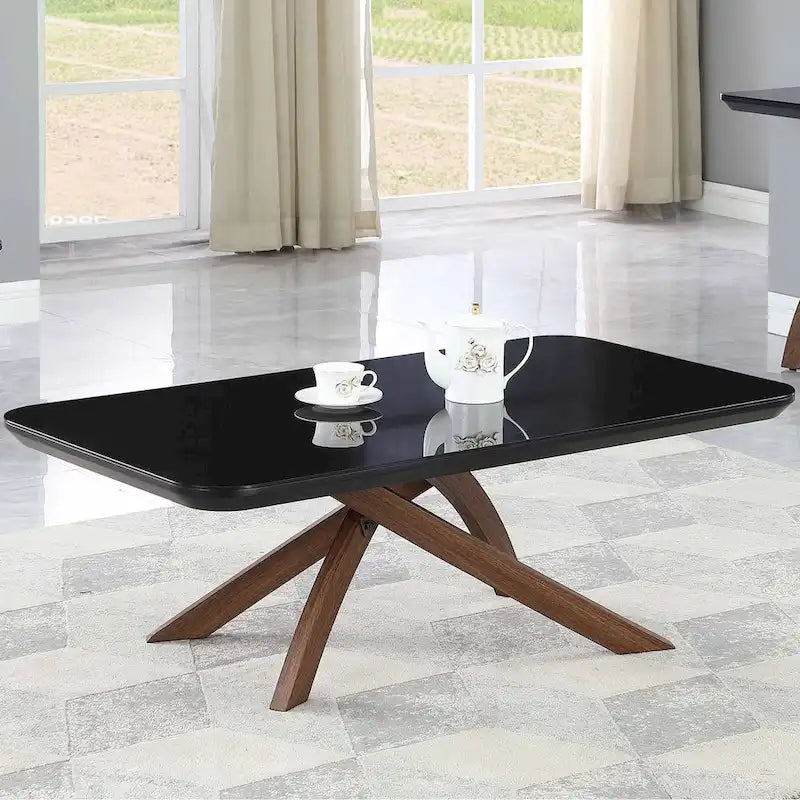 Somette Emerson Sleek Black Glass Cocktail Table