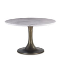 Palm Desert Natural Brown Marble Dining Table with Bronze Tulip Base