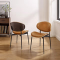 Mid-Century Faux Leather Upholstered Wood Accent Desk Chair