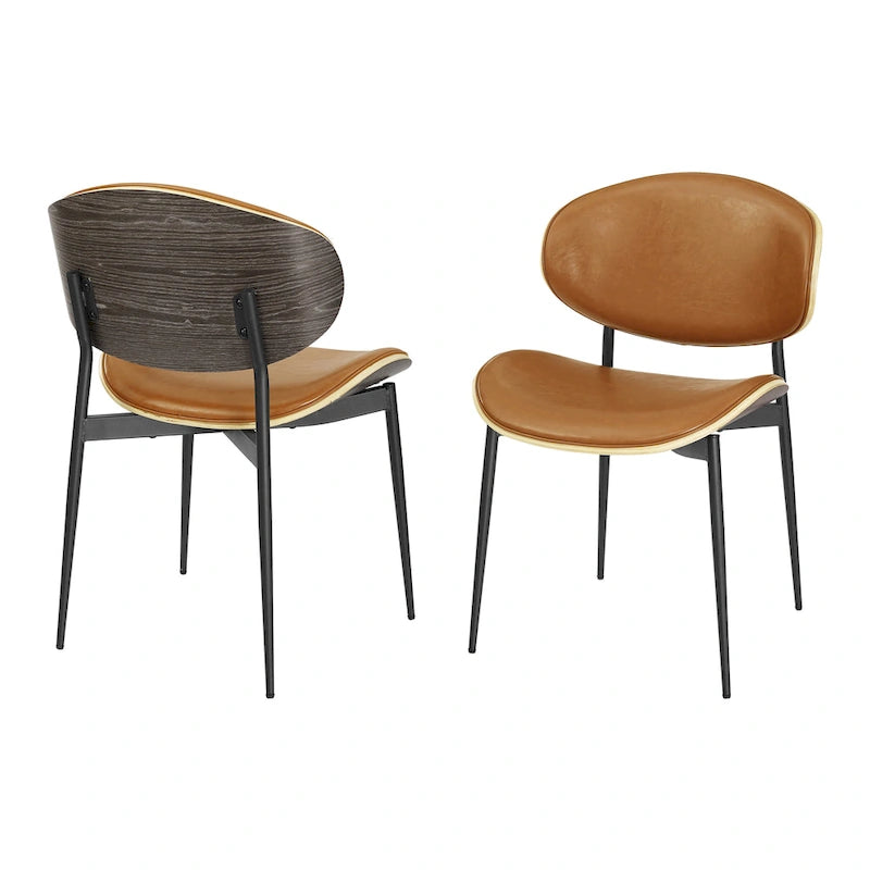 Mid-Century Faux Leather Upholstered Wood Accent Desk Chair