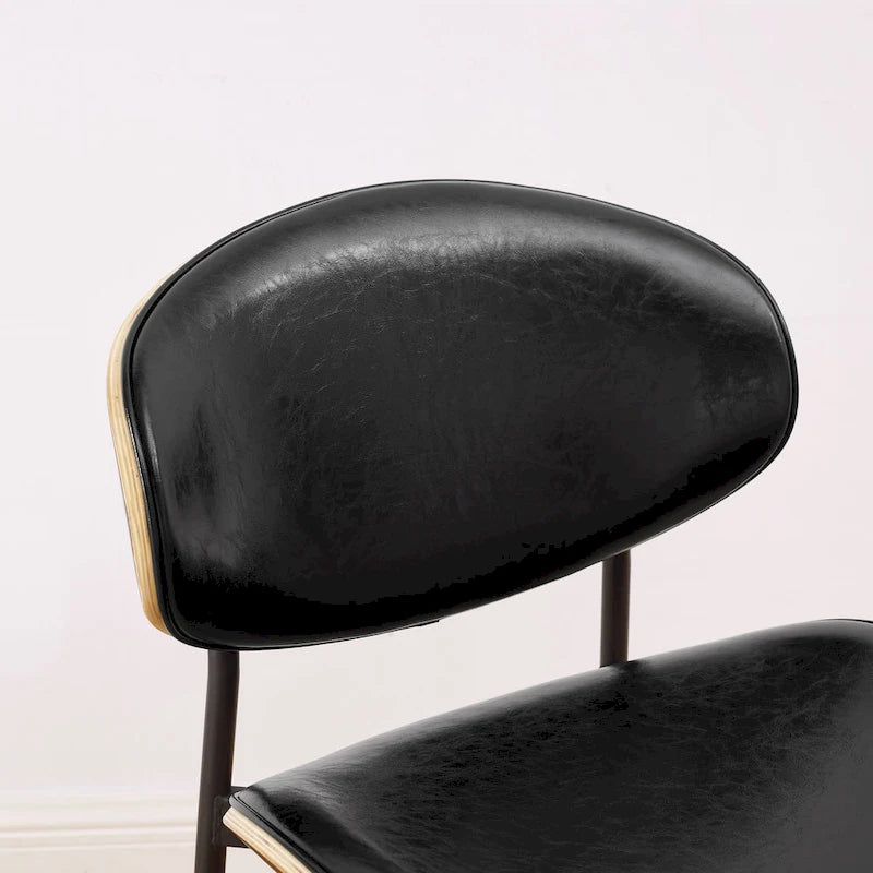 Mid-Century Faux Leather Upholstered Wood Accent Desk Chair