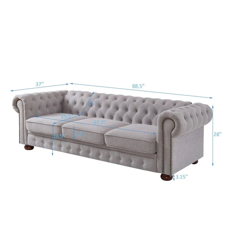 Chesterfield Sofa in Linen Fabric