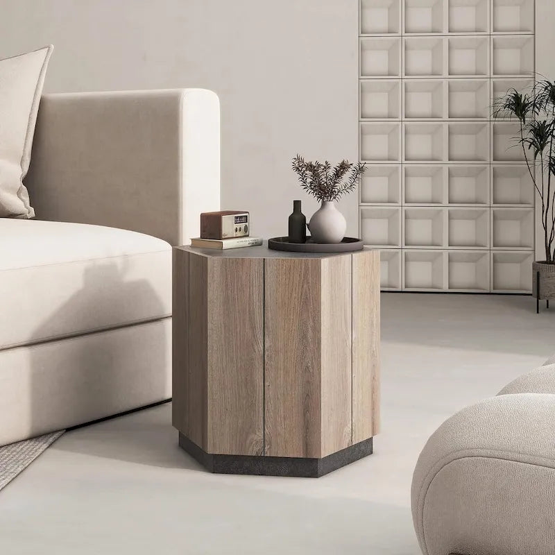 Hexagonal Coffee Table, Scratch Resistant Center Table with Drawers
