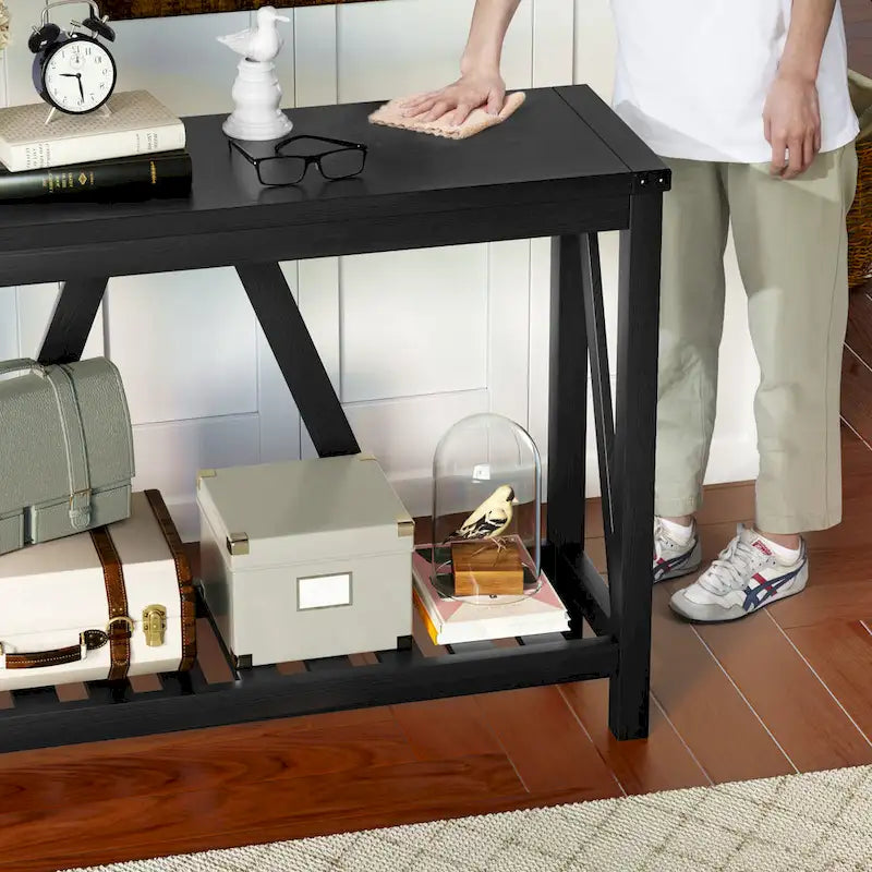 Pellebant A-frame Entry Console Table Long Sofa Table with Shelf - 45.27 in L x 13.98 in W x 31.88 in H