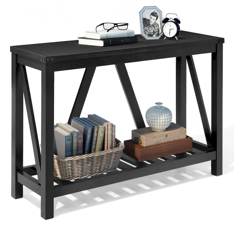 Pellebant A-frame Entry Console Table Long Sofa Table with Shelf - 45.27 in L x 13.98 in W x 31.88 in H