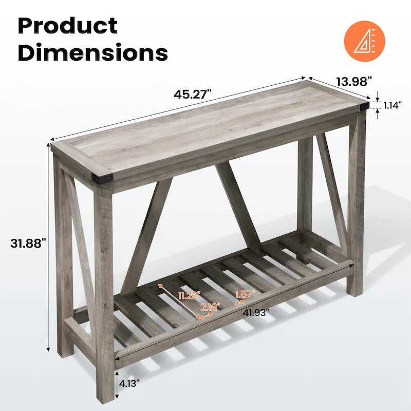 Pellebant A-frame Entry Console Table Long Sofa Table with Shelf - 45.27 in L x 13.98 in W x 31.88 in H