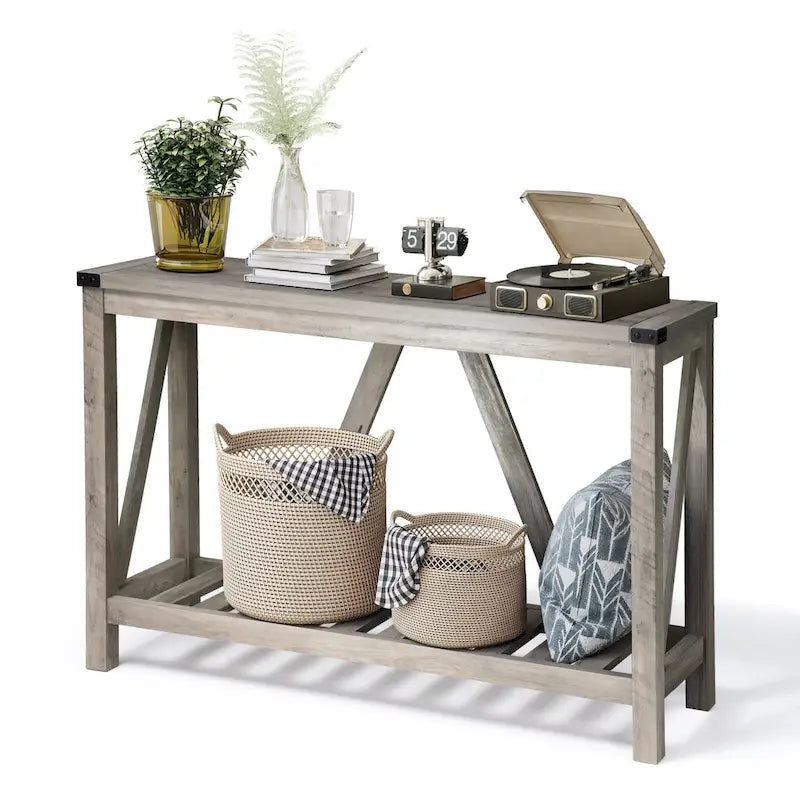 Pellebant A-frame Entry Console Table Long Sofa Table with Shelf - 45.27 in L x 13.98 in W x 31.88 in H