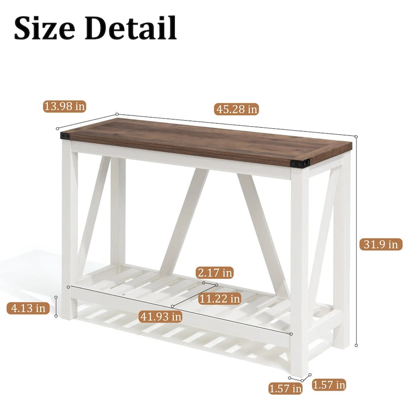 Pellebant A-frame Entry Console Table Long Sofa Table with Shelf - 45.27 in L x 13.98 in W x 31.88 in H