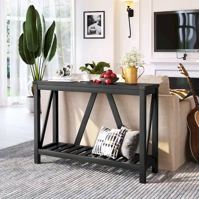 Pellebant A-frame Entry Console Table Long Sofa Table with Shelf - 45.27 in L x 13.98 in W x 31.88 in H