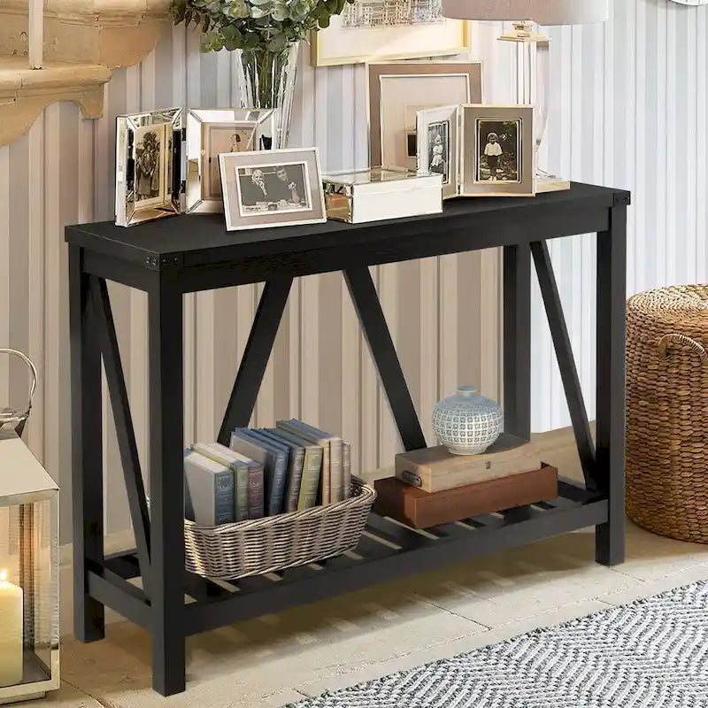 Pellebant A-frame Entry Console Table Long Sofa Table with Shelf - 45.27 in L x 13.98 in W x 31.88 in H