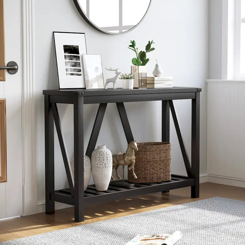 Pellebant A-frame Entry Console Table Long Sofa Table with Shelf - 45.27 in L x 13.98 in W x 31.88 in H