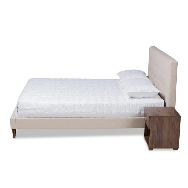 Carson Carrington Uggyallen Mid-century Fabric Bed with 2 Nightstands