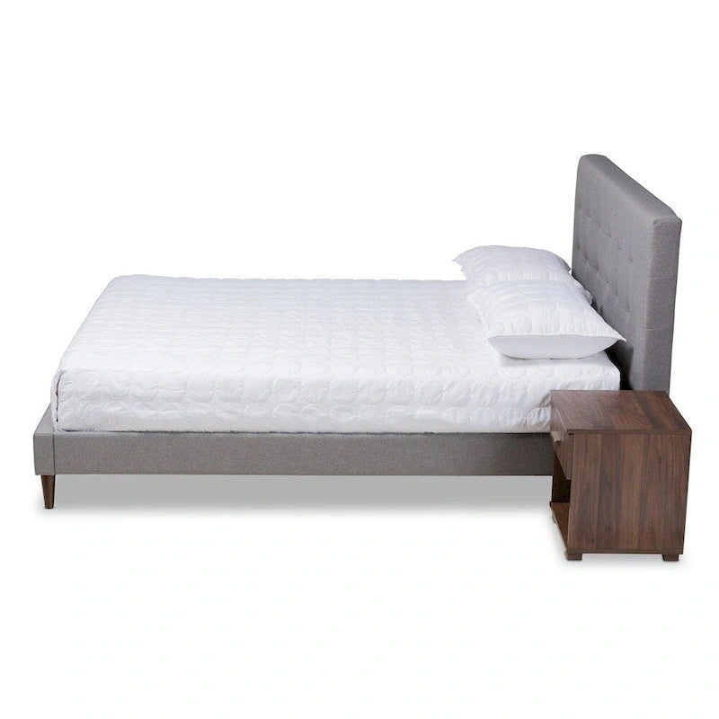 Carson Carrington Uggyallen Mid-century Fabric Bed with 2 Nightstands