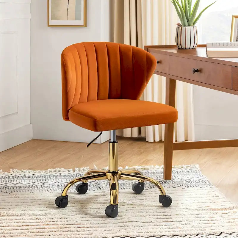 Ilia Modern Velvet Wingback 360 degree Ergonomic Office Task Chair with Channel Tufted Back by HULALA HOME