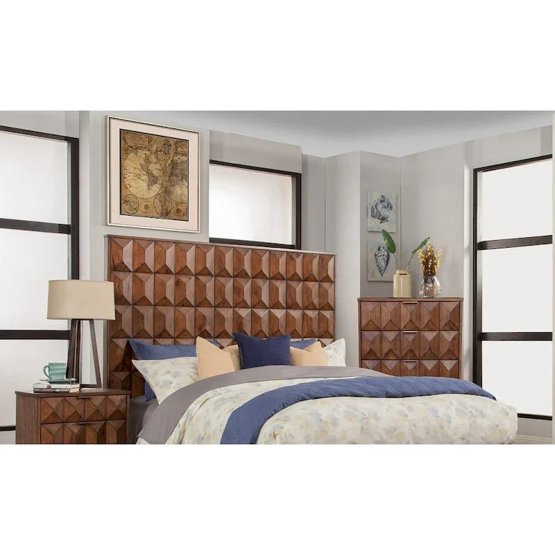 Origins by Alpine Trig Wood Headboard in Antique Brown
