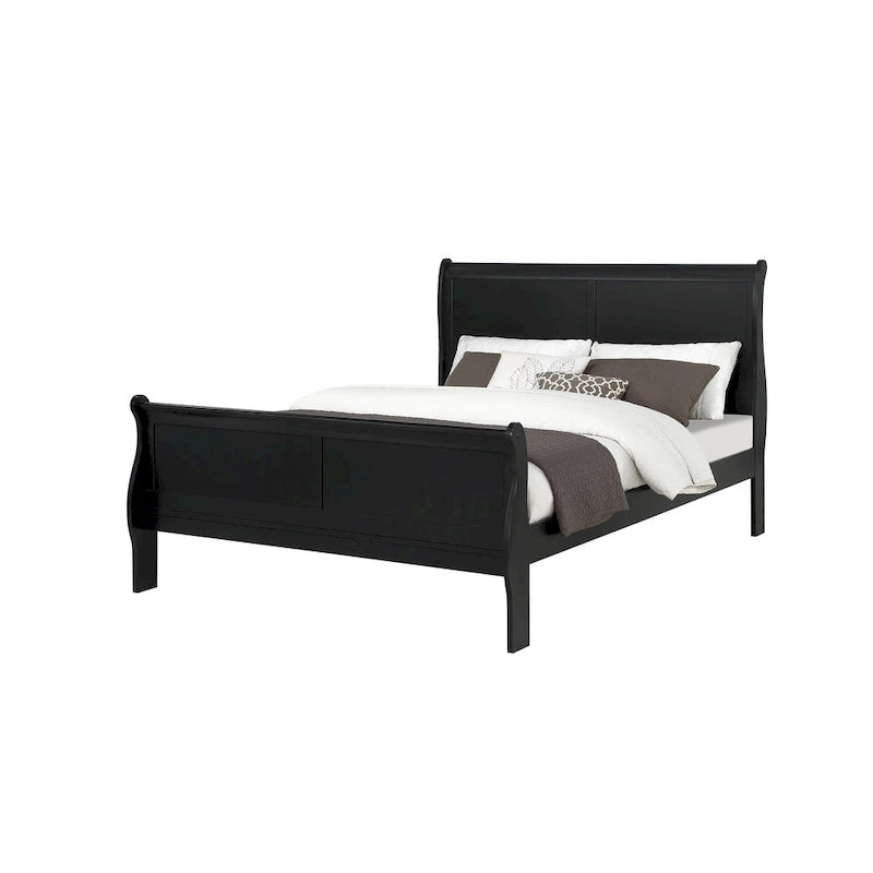 Lillie 6 Piece Black Wooden Sleigh Bedroom Set