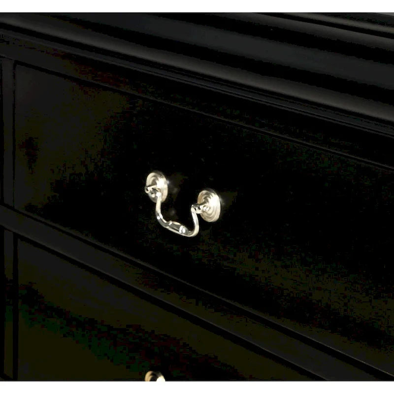 Lillie 6 Piece Black Wooden Sleigh Bedroom Set