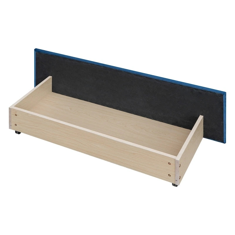 Upholstered Platform Bed with Stud Trim Headboard and Footboard