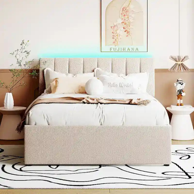 Upholstered Platform Bed with Trundle