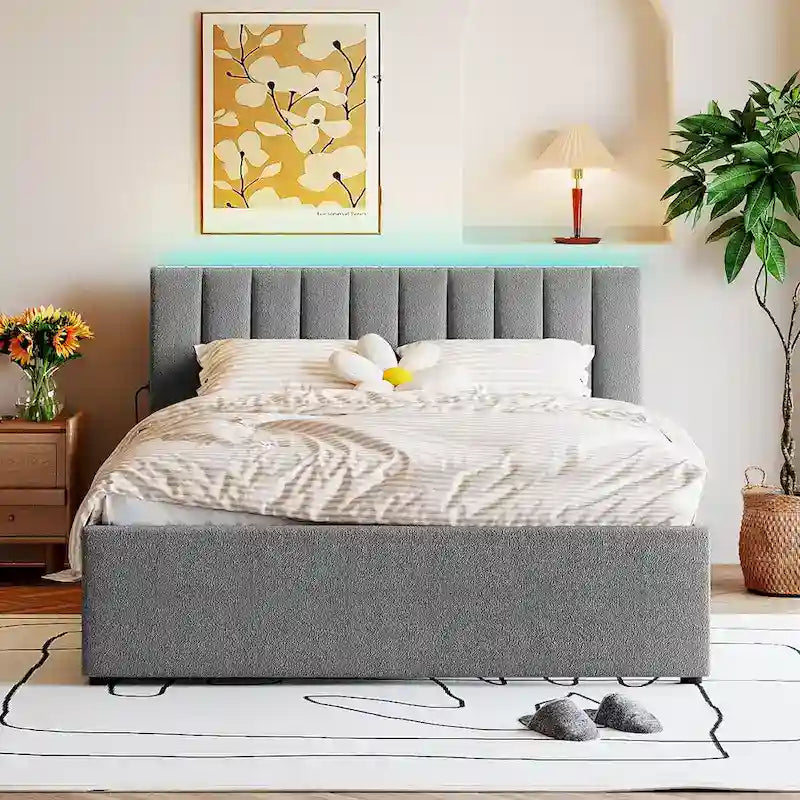 Upholstered Platform Bed with Trundle