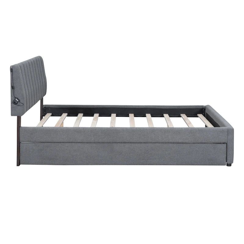 Upholstered Platform Bed with Trundle